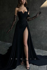 P1832 - Striking One Shoulder Chiffon A-Line High Split Prom Evening Formal Dress