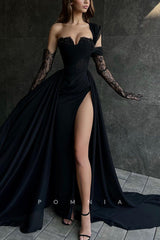 P1832 - Striking One Shoulder Chiffon A-Line High Split Prom Evening Formal Dress
