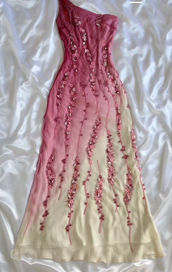 Simple Mermaid Prom Gown With Beads One Shoulder Prom Dress For Teens P1848