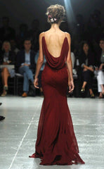 Sexy Mermaid Prom Gown With Straps Burgundy Lace Prom Dress For Teens P1851