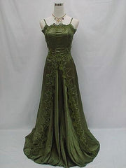 Beautiful A line Dark Green Lace Prom Gown Long Prom Dresses P1864