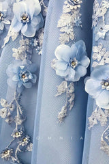 P1929 - A-Line Strapless Cap Sleeves Appliques Pleated Empire-Waist Long Prom Evening Dress