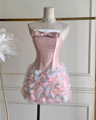 vintage sheath pink homecoming dress 18th birthday outfits P2067
