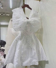 vintage a line white sequin homecoming dress 18th birthday outfits P2084