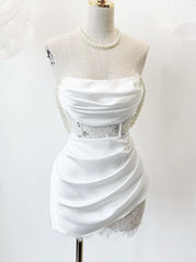cute a line white strapless homecoming dress 18th birthday outfits P2093