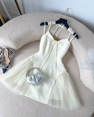cute a line white straps homecoming dress 16th birthday outfits P2096
