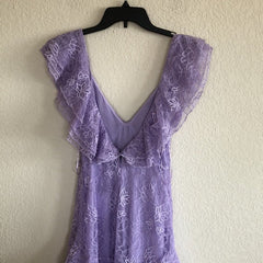 Vintage Lilac A-Line Lace Tiered Prom Dress Party Dress Evening Dress HZ1024