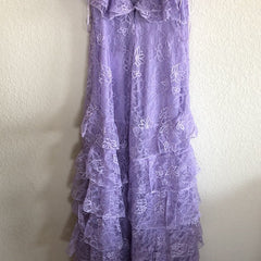 Lilac Lace Long prom Dress Party Dress 21th Birthday Outfits P2109