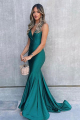 Elegant Mermaid Green Long Prom Dresses Formal Dress P2223