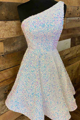 Simple A line Short Royal Blue Sequins Homecoming Dress P2287