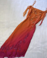 Pretty A Line Spaghetti Straps Chiffon Prom Dresses With Beads Evening Gowns P2306