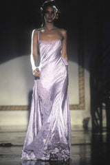 Pretty Sheath Spaghetti Straps Lilac Floor Length Evening Dress Slit Prom Dresses P2377