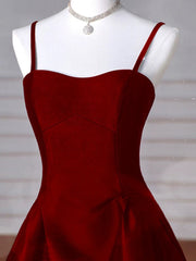 A-line Navy Blue Satin Straps Long Formal Dress Navy Blue Prom Dress P2490