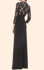 Lace Chiffon 3/4 Sleeves Long Mother of the Brides Dress