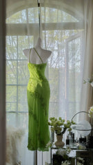 Fresh Green One Shoulder Chiffon Beaded Mermaid Evening Gown Formal Dresses Long