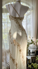 Flowy One Shoulder Chiffon Beaded Elegant Prom Dress Formal