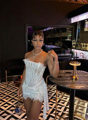 Unique Lace Corset Fishbone Tight Short Prom Dresses