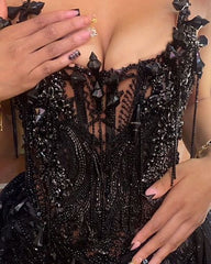Sexy Black Tube Top Herringbone Beaded 19th Birthday Cocktail Dress Short