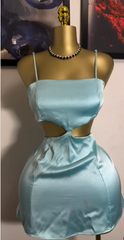 Mint Green Satin Mini Cocktail Dress Outfit Party Gown Short