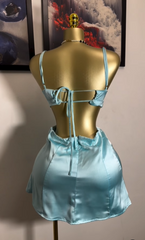 Mint Green Satin Mini Cocktail Dress Outfit Party Gown Short