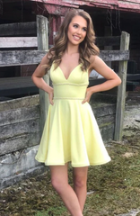 yellow short prom dress yellow homecoming dress P5801