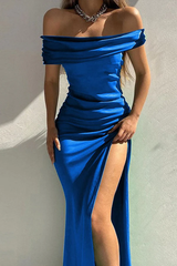Sexy Mermaid Off The Shoulder Black Evening Prom Dress 22th Birthday Outfits P648