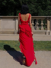Elegant Mermaid Straps Red Maxi Dress 21th Birthday Outfits P660