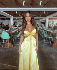 Sexy Mermaid Spaghetti Straps Yellow Prom Dress 21th Birthday Outfit P664
