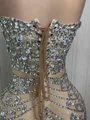 Sexy Strapless Champagne Birthday Dresses Sparkle Birthday Outfits P794