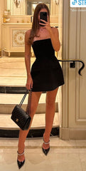 Simple Strapless Black Birthday Dresses Birthday Outfits P800