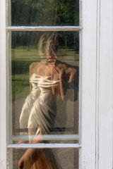 Sexy A line Sweetheart Party Dresses Ivory Slit Long Prom Dresses P936