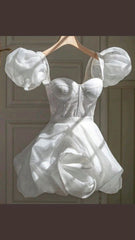 Simple A line Square Neckline White Birthday Dresses Birthday Outfits P939