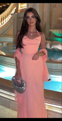 Sexy A line Halter Sleeveless Pink Long Prom Dress P964