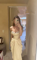 Sexy Mermaid Strapless Long Chiffon Prom Dress P986