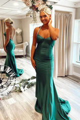 Gorgeous V-Neck Pleats Mermaid Backless Long Formal Prom Dress