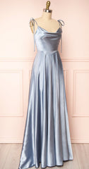 Green A-line Cowl Neck Long Formal Dress