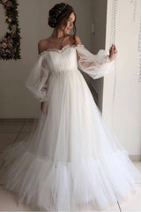 Lavender Off-the-Shoulder A-line Long Tulle Dress