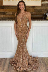 Trumpet Fuchsia Sequins Long Formal Dress