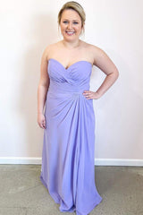Lavender Chiffon Sweetheart Ruched Bridesmaid Dress