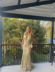 Sexy Sequins Slit Mermaid Long Evening Dress Prom Dress SH882