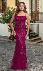 Pink PromGirl Dress With Sequin Pattern F2236
