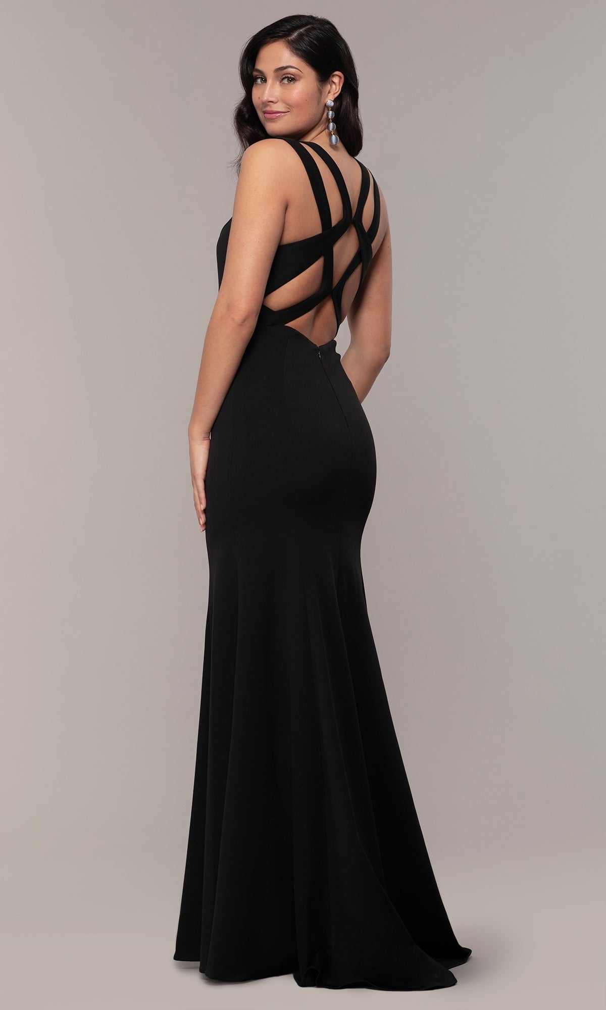 Strappy-Open-Back Long Formal Prom Dress 8232