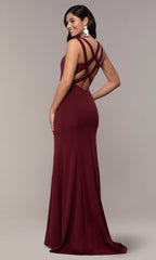 Strappy-Open-Back Long Formal Prom Dress 8232