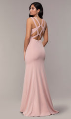Strappy-Open-Back Long Formal Prom Dress 8232