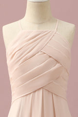 Ivory Halter A-Line Chiffon Junior Bridesmaid Dress