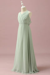 Sage Halter Chiffon A-Line Junior Bridesmaid Dress