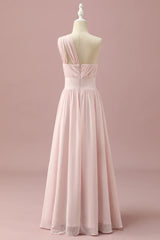 Light Pink Chiffon One Shoulder Junior Bridesmaid Dress