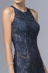 Trumpet/Mermaid Scoop Neck Lace Mermaid Prom Dress with Beading