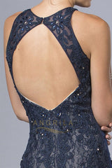 Trumpet/Mermaid Scoop Neck Lace Mermaid Prom Dress with Beading