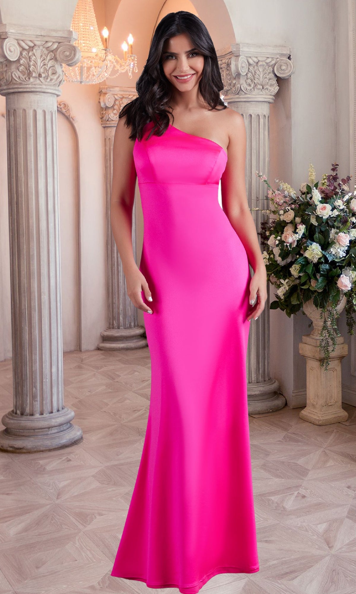 PromGirl Shimmer One-Shoulder Long Prom Dress